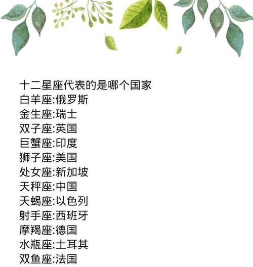 12星座最适合在哪个国家