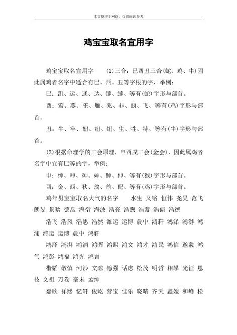 鸡宝宝起名最受欢迎的字