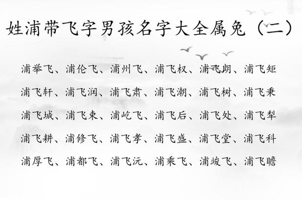 浦字取名男孩名字
