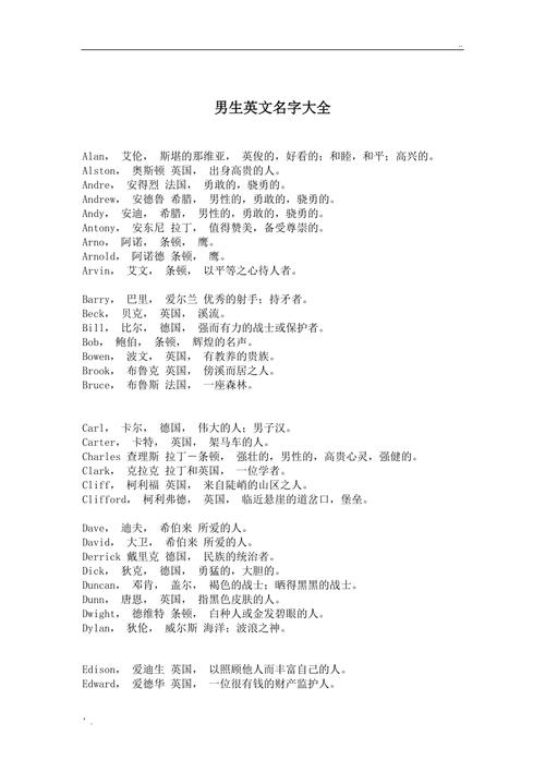 好听的男生英文名
