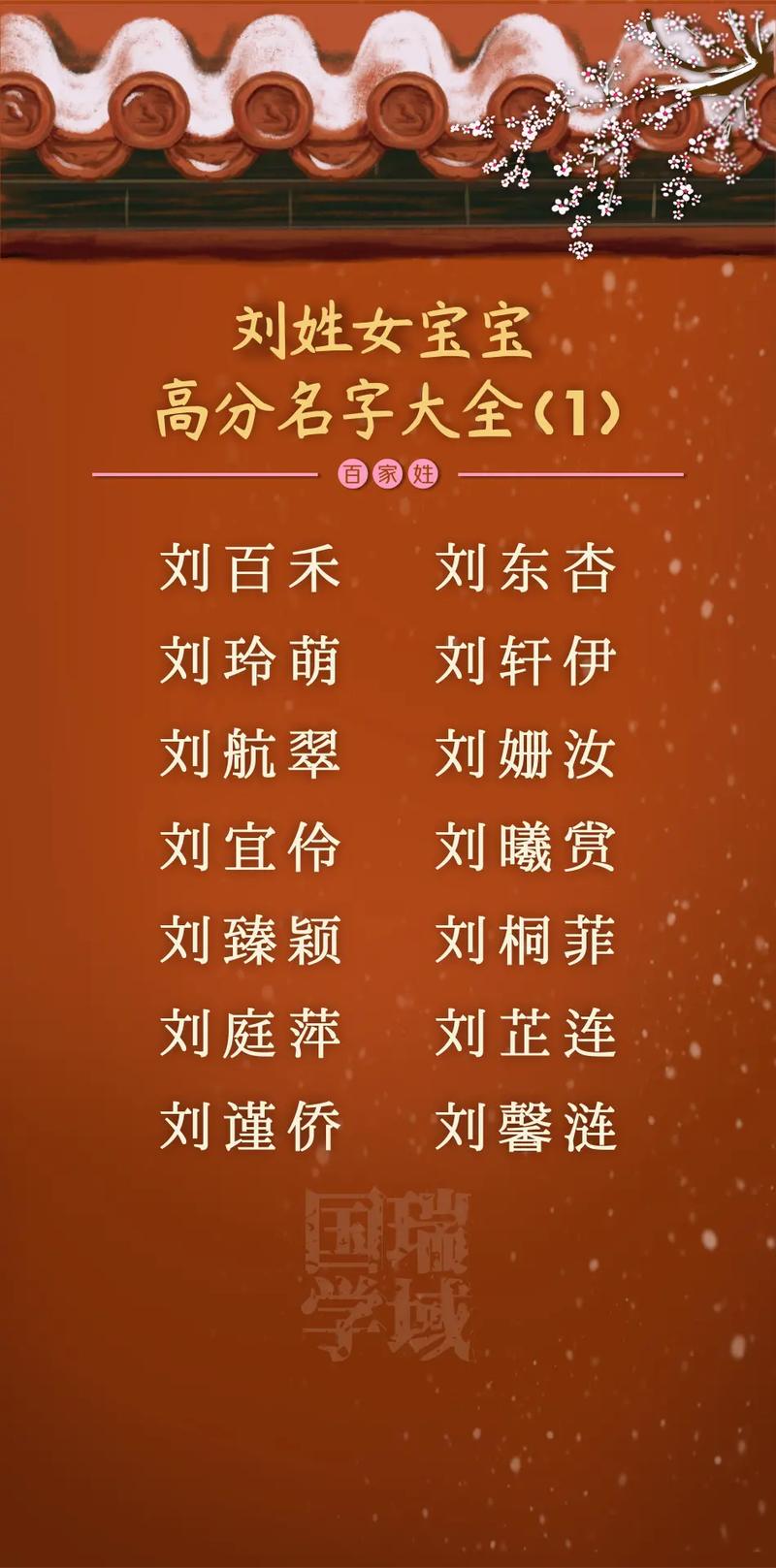 姓刘的女宝宝名字大全
