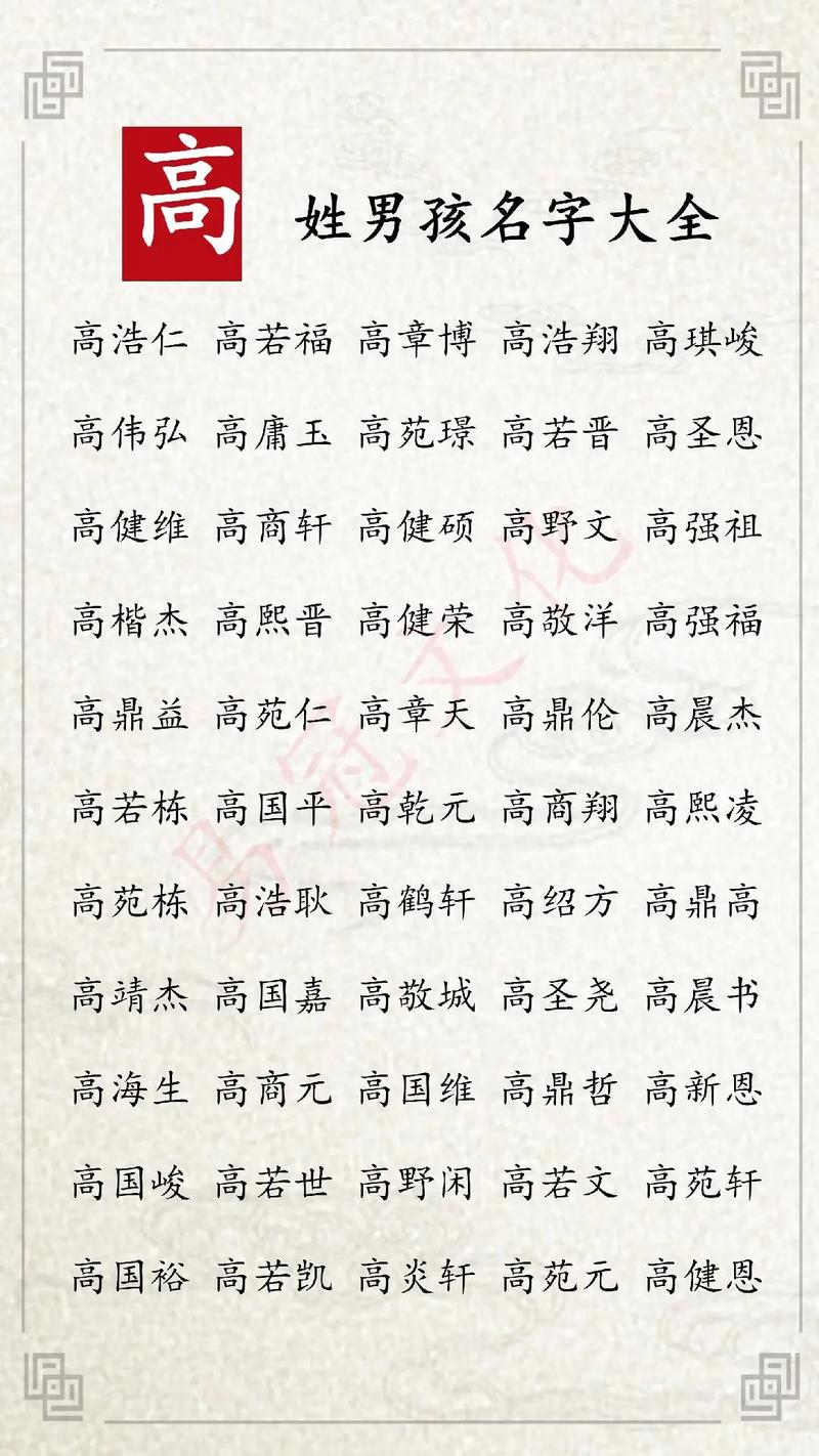 高姓男孩名字2023年6月10日出生的