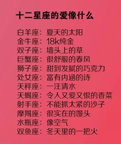 十二星座的甜蜜小套路