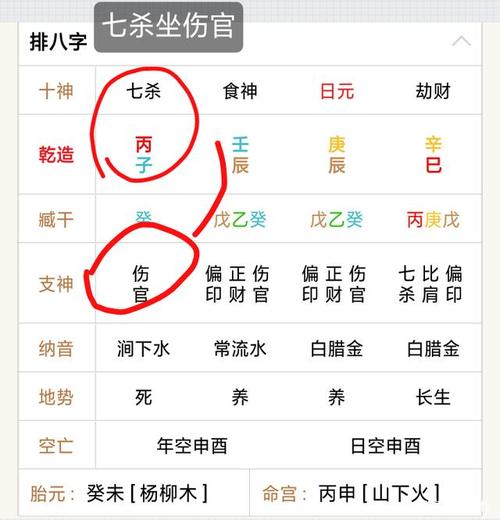 伤官坐七杀是什么意思