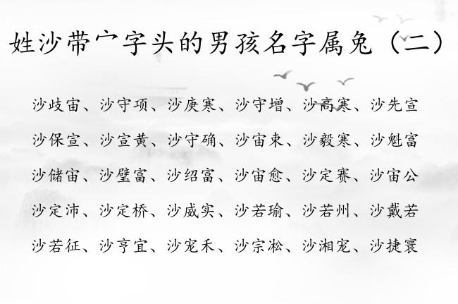 沙姓属虎的男孩名字沙下什么