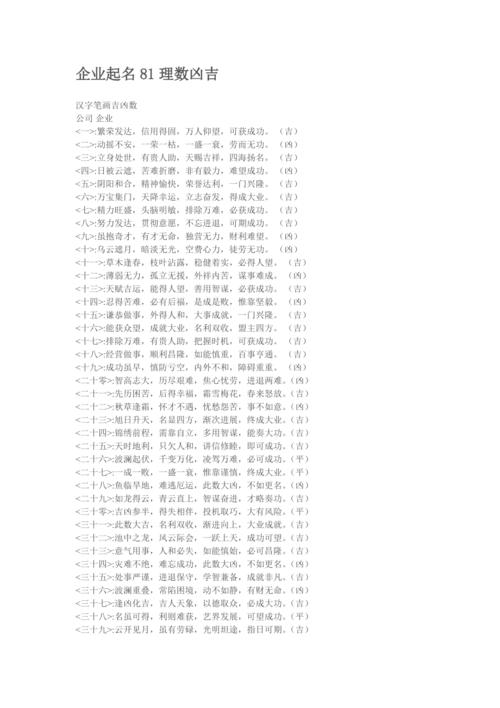 公司取名要结合81数理吉凶