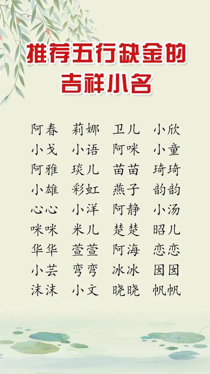 五行缺金的宝宝有哪些吉祥的名字