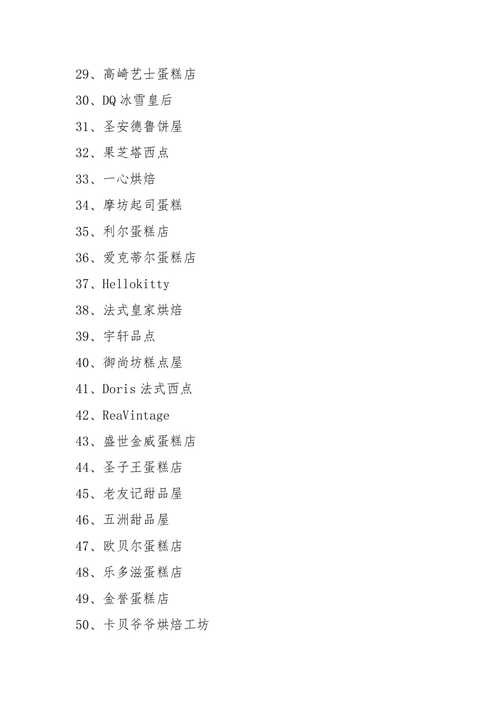 创意好听的烘焙店名字