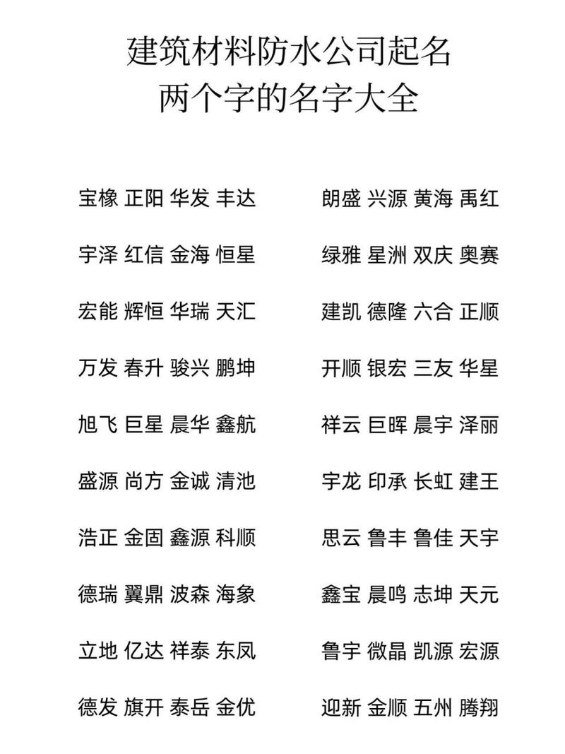 公司取名字大全两个字免费