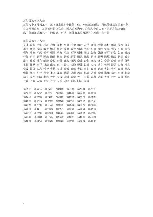 郑姓男孩起名字100分有含义的