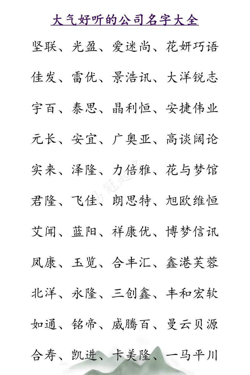 公司起名寓意好的字,简单大气的公司名字