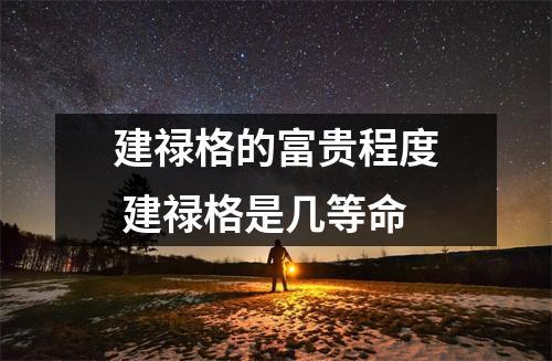 建禄格的富贵程度