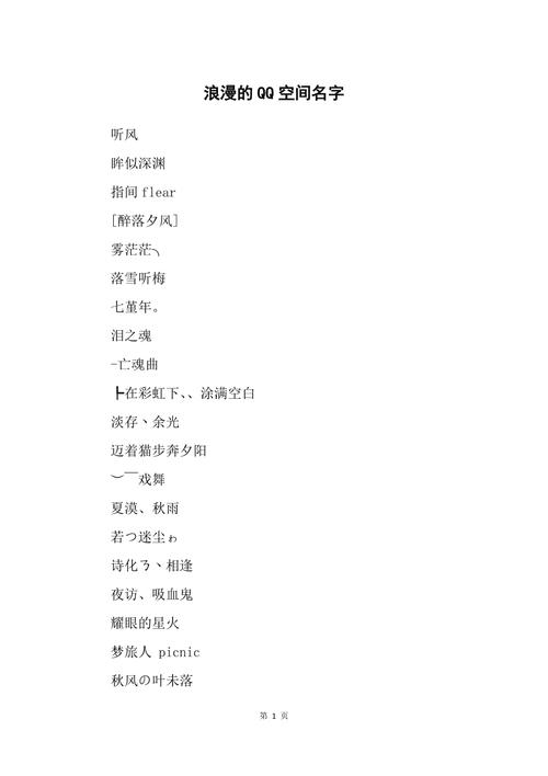qq空间好听的名字
