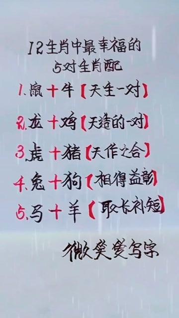 哪些生肖配对最幸福