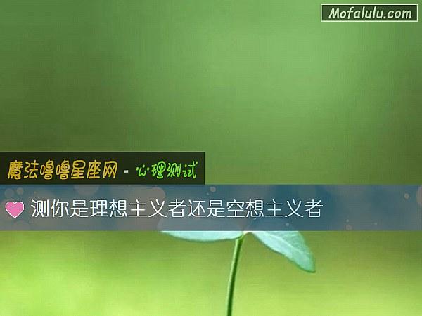 测你是理想主义者还是空想主义者