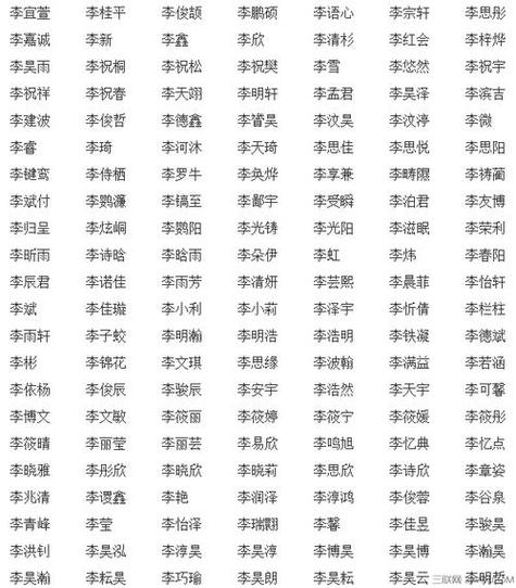 姓李以毅字结尾的男孩名字推荐