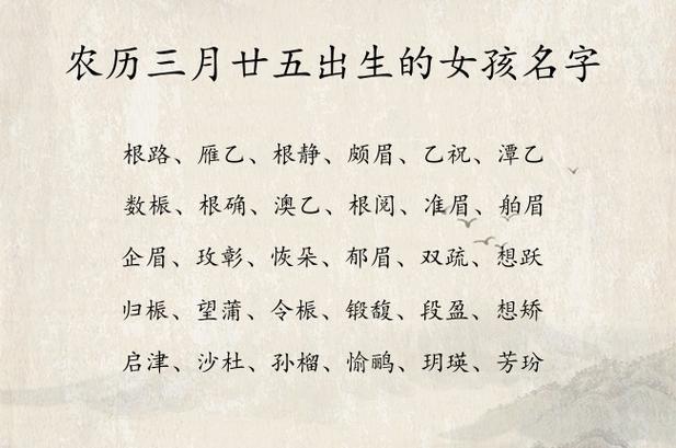 2020年农历三月二十五日出生的女孩起名，好听吉利的名字推荐