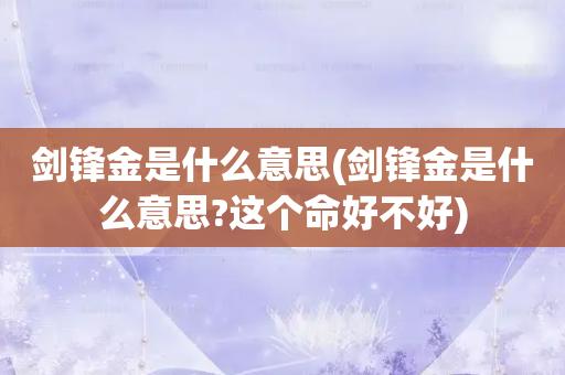 剑锋金命不适合做什么行业
