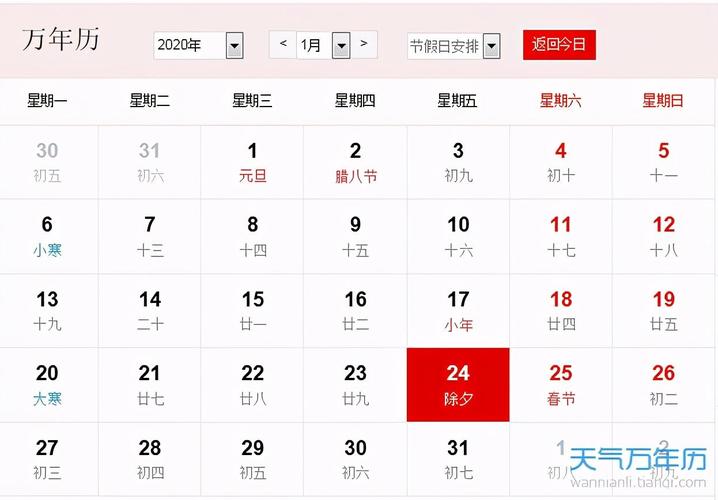 2020年除夕夜是几月