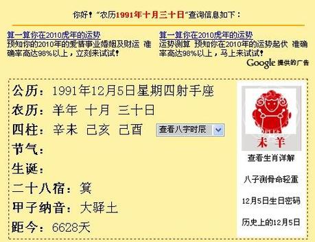 1991是什么命_1991年属相查询表