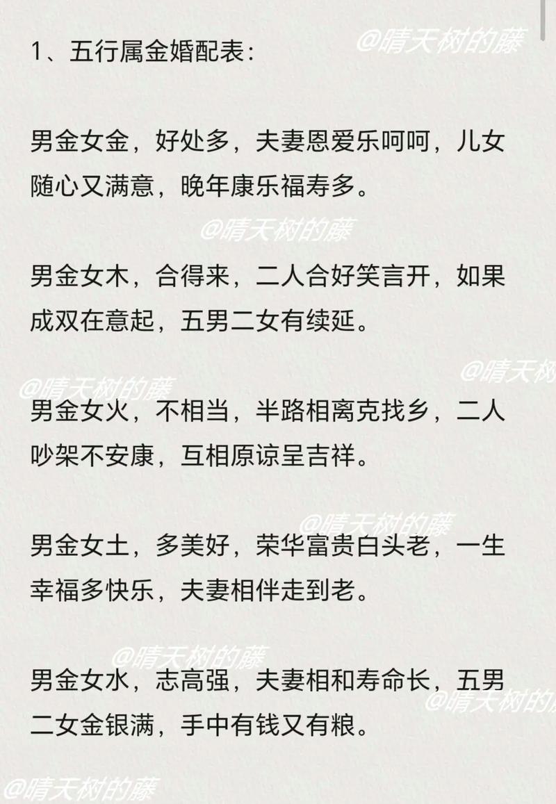 五行夫妻婚配表