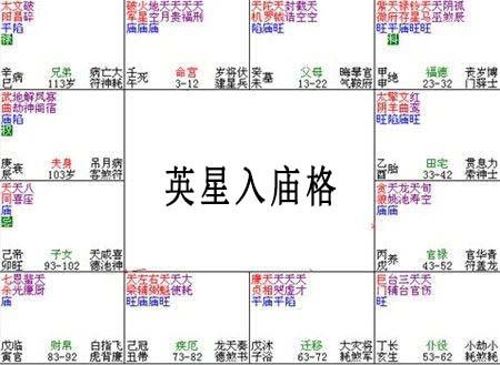 紫微斗数富贵格局——英星入庙格