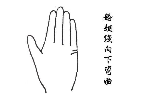 女人右手婚姻线向下弯曲