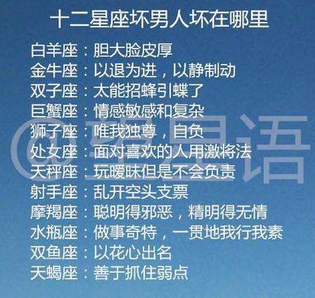 12星座中的坏男人排行榜