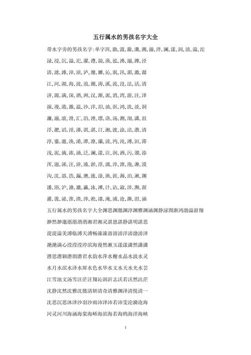 属水取名字大全男孩