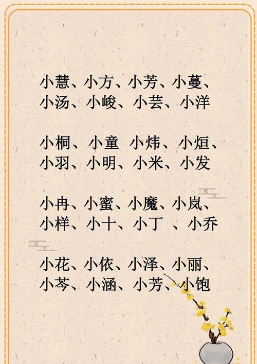 小字开头的宝宝乳名