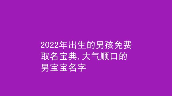 2022男孩的取名宝典