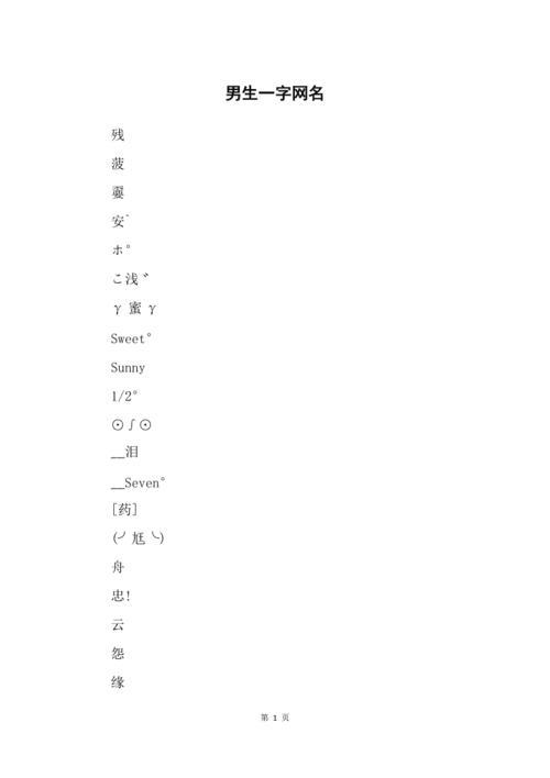男孩名字一个字简洁