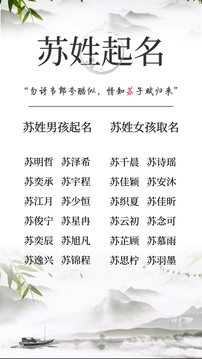 苏姓男孩名字好听的