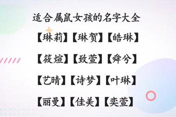 2020年适合属鼠女孩的好听名字
