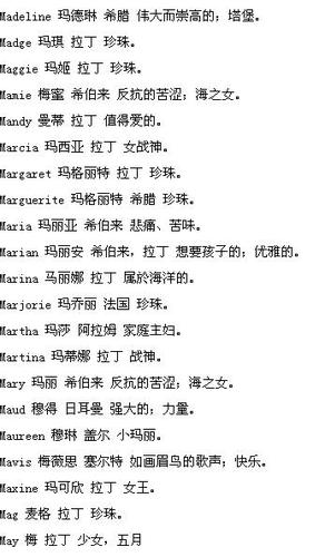 m开头的女生英文名字大全