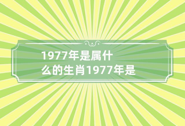 1977年属什么生肖?1977年是什么年?