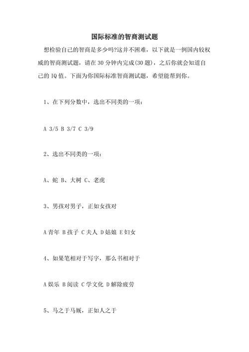 国际标准智商测试