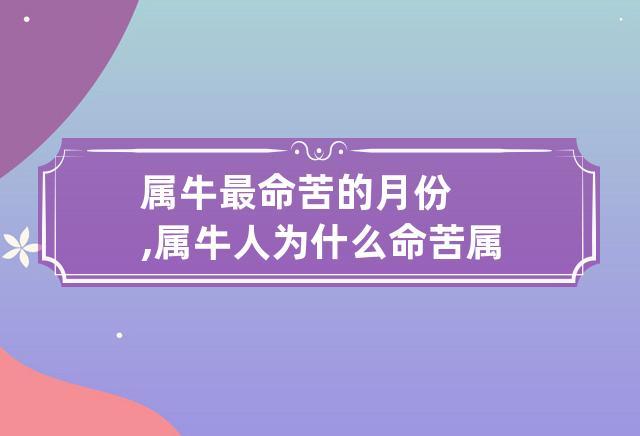 属牛人命苦有什么说法(图文)