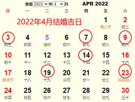 2022年4月最好的黄道吉日