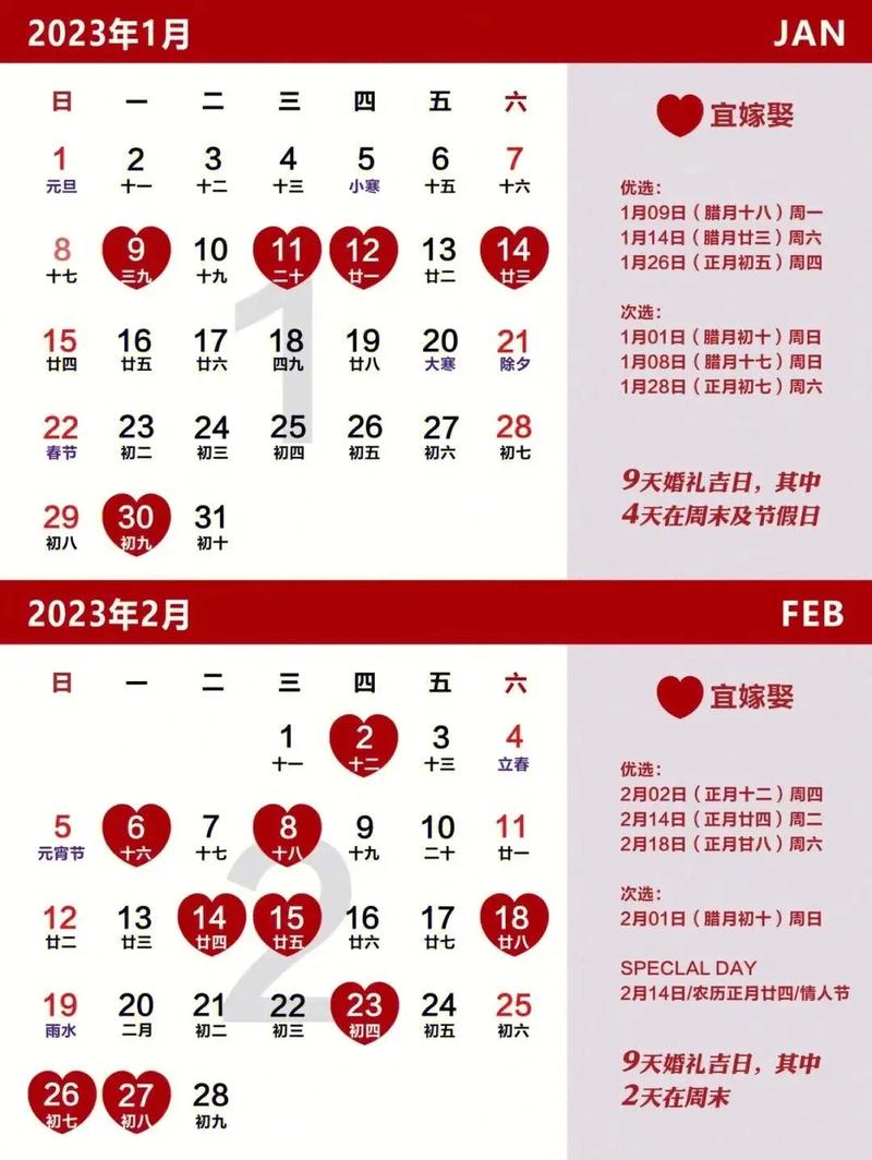 2023年5月结婚吉日一览表