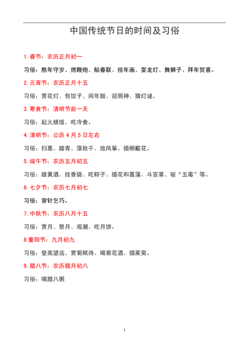 中国传统节日及风俗