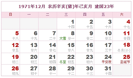 年柱查询 1971年是什么年