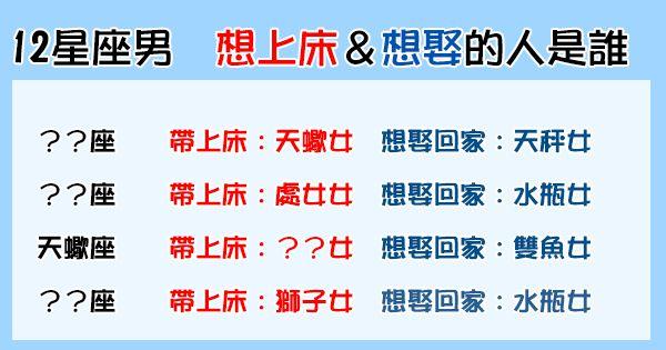 12星男最想带上床的女人是你吗