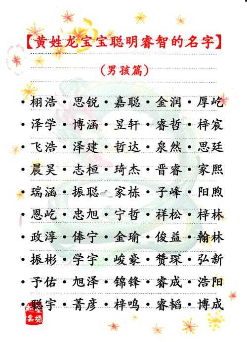 黄姓男孩名字最新-黄德君名字打多少分