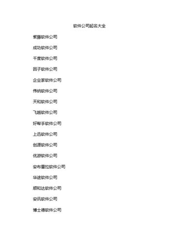 公司起名:简单大气的软件公司名字大全