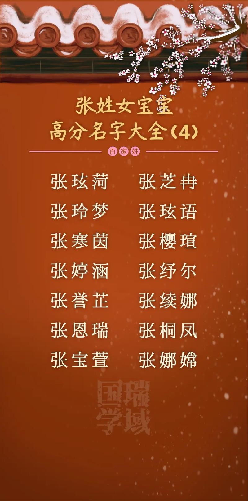张姓女宝宝洋气好听的名字