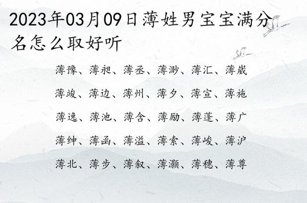 鼠年薄姓男孩取什么名字好