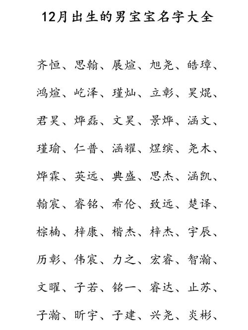 12月出生的男孩子名字大全