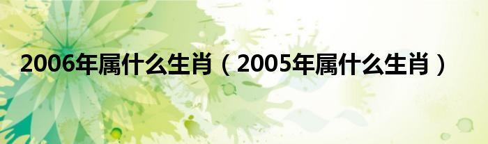 2006年出生的人是什么生肖