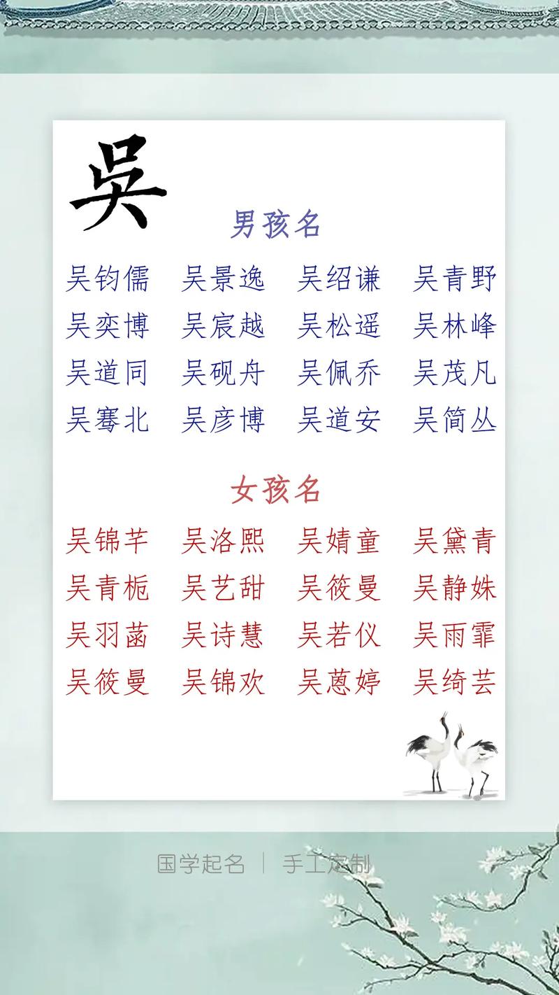 吴姓好听的女孩名字两个字怎么取名能避免重名